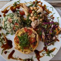 Quiche Phoenix with three salads (main) at All Good Things Vegan in Paignton