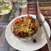 Superb dessert containing middle eastern inspired ingredients I’d never tried before.  at All Good Things Vegan in Paignton