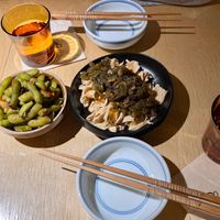 2 of our 5 dishes at chaochao. vegan food and natural wine bar in Beijing