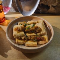 Hunnan style tofu, so tasty at chaochao. vegan food and natural wine bar in Beijing