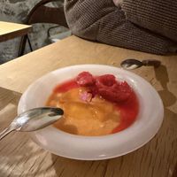 Persimmon pudding  at chaochao. vegan food and natural wine bar in Beijing