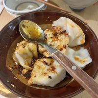 Chili oil dumplings   at chaochao. vegan food and natural wine bar in Beijing