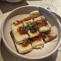 Tofu  at chaochao. vegan food and natural wine bar in Beijing
