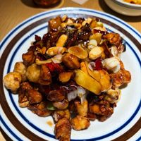 Kung pao chicken  at chaochao. vegan food and natural wine bar in Beijing