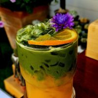 Matcha with fresh orange juice at Matty's Cafe in Samut Prakan
