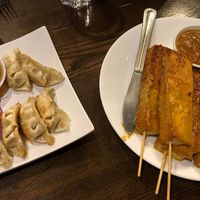 Pot stickers and tofu satay  at Araya's Place in Los Angeles
