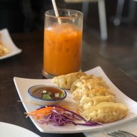 Pop stickers and Thai tea 👌😋 at Araya's Place in Los Angeles