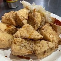 Large stinky tofu, comes with homemade pickled cabbage at Vegan Stinky Tofu and Vermicelli Stall - 素食臭豆腐、麵線攤位 in Taipei