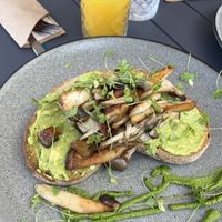 Haus Mushrooms looked great and got my taste buds going — just a little under seasoned and chewy  at Norah Head Beach Haus in Norah Head