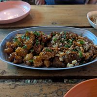 Orange cauliflower and seitan kung pao chikin at Amet - Cocina basada en plantas in Guadalajara
