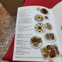Menu at Baraa Kitchen in Lisbon