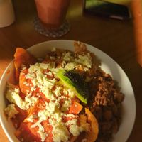 Chilaquiles, frijoles, y soya desbaratar at Maggie's  in Zamora