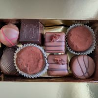 Some of the vegan filled chocolates. at Pralinhuset in Stockholm