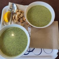 Chickpeas soup +free croutons at Supa Star in Sofia