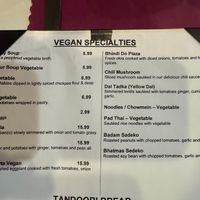 Vegan Specials at Taste of Taj in Perry Hall