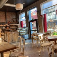 Entrance and view from the back of the bakery  at Håndverksbakeriet in Drobak