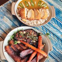Tofu katsu curry & Cauliflower steak with chips at Golden Fleece Kitchen @ Hockley Emporium   in Nottingham