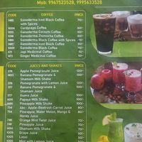 Menu at Prakruthi Eco World in Fort Kochi