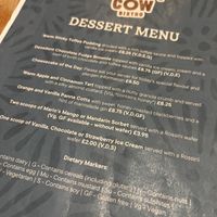 June ‘26 | dessert menu  at The Moody Cow Bistro in Aberaeron