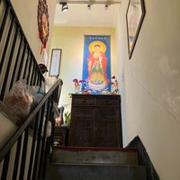 At the top of the stairs at Shifangyuan Healthy Vegetarian Food - 十方緣養生素食 in Taipei