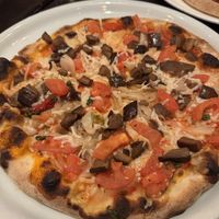 Eggplant and tomato pizzaa  at Fire Works in Arlington