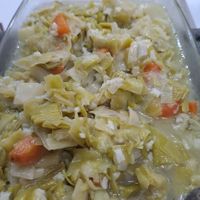 Leeks in olive oil at Bizim Mutfak in Kirklareli