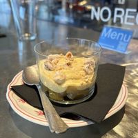 Pears, chantilly cream and sanded hazelnuts  at Bluesquare in Milan