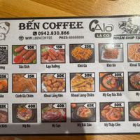 Food menu  at Bến Coffee in Cao Bang