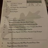 Vegan menu at Iberico World Tapas  in Nottingham