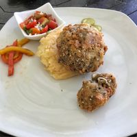 Schnitzel with mashed potatoes  at Green Gallery in Koh Phangan