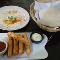 Tofu sticks and hummus. at Green Gallery in Koh Phangan