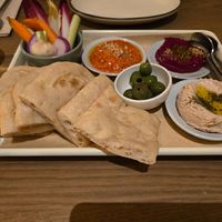 Large Mezze plate with the vegan dips at Sipeos Café & Bar in Walnut Creek