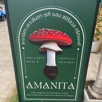 sandwich board in front of restaurant  at Amanita in Koh Lanta