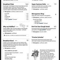 Menu showing vegan options  at House of Greens in Berlin