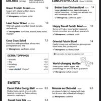 Menu showing vegan options  at House of Greens in Berlin
