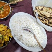 Alloo Palak & Chana Masala with Rice & Roti at The Clay Oven in Indianapolis