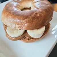 Toasted bagel with biscoff and bananas at Delicious   in Harrogate