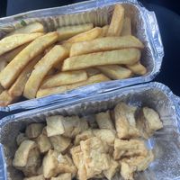 Salt and pepper tofu with salt and pepper chips   at Jasmine in Bangor