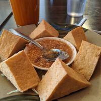 Fried tofu with peanut sauce at Red Curry Vegan Kitchen in Flagstaff
