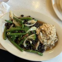 Lemongrass curry. No coconut milk. Loaded with veggies. Choice of protein was black beans    at Red Curry Vegan Kitchen in Flagstaff