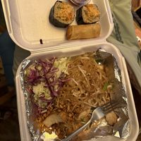 Pad Thai, spring roll & Tokyo rollls  at Red Curry Vegan Kitchen in Flagstaff