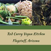 Lemongrass Green Curry with tofu and kale chips at Red Curry Vegan Kitchen in Flagstaff