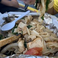Noodles with vegetables, mushrooms and fried tofu at Red Curry Vegan Kitchen in Flagstaff