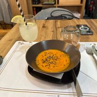 Carrot soup, yum!  at Rosemary  in Alicante