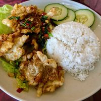 Pepper Salt Mushrooms Rice (vegan, no egg batter used) - RM7 at You Yuen Vegetarian in Kota Kinabalu