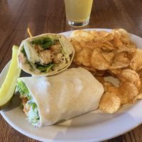 Crispy Chicken Caesar Wrap. Each bite of the plant-based chicken produced a satisfying crunch. at Pub 42 in New Hope
