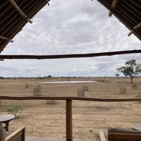 View from the viewing point to the waterhole  at Satao Camp in Tsavo