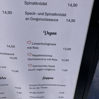 Menu  at Wormser Hütte in Schruns