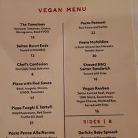 Vegan Menu (Note that there are salads & possibly other items available with modifications) at Fiori Italian in Munster