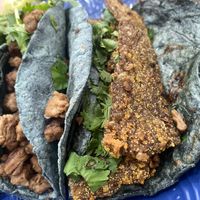 Extreme Close-Up Taco de Milanesa (Sin Cebolla) Yay!!!  at Karma Vegano in Mexico City